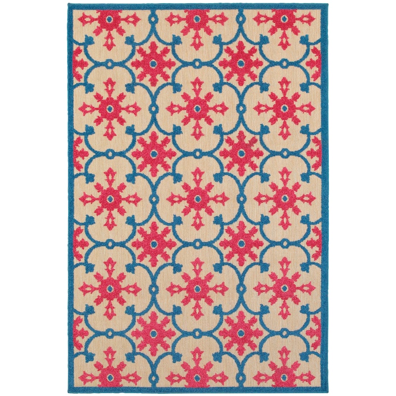 Charlotte Sand Pink Floral Medallion Outdoor Casual Area Rug