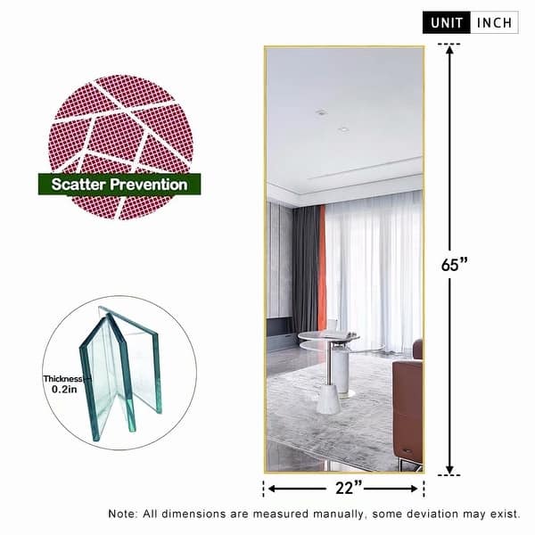 dimension image slide 10 of 15, Modern Freestanding Full Length Floor Mirror