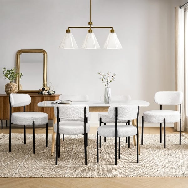 Boucle Dining Room White Chair With Black Legs Eichholtz Lloyd
