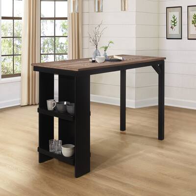 Hillsdale Furniture Knolle Park Wood Counter Height Table, Black/Wire Brush Oak - 36H x 55.25W x 23.75D