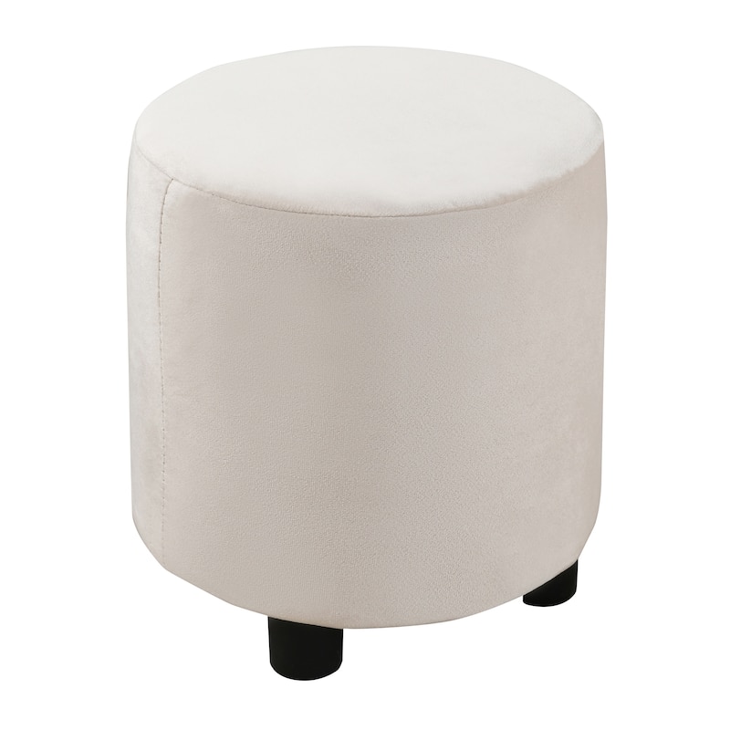 Queen Size Upholstered Grounded Bed, Mother & Child Bed with Bedside Desk and Little Round Stool, Velvet, Beige