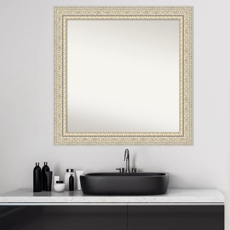 Non-Beveled Wood Bathroom Wall Mirror - Fair Baroque Cream Frame