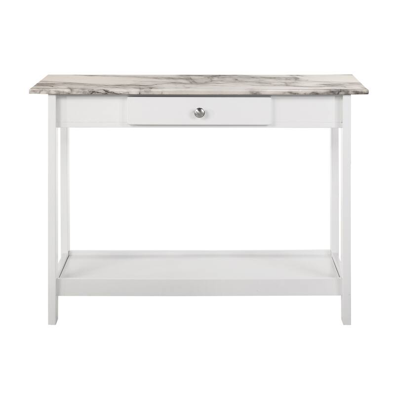 DH BASIC Transitional Faux Marble Top 1-Open Shelf Console Table with Drawer by Denhour