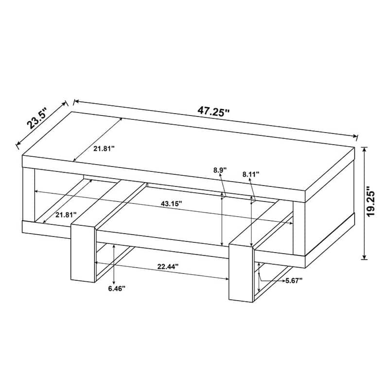 Living Room Coffee Table With Shelf in Grey