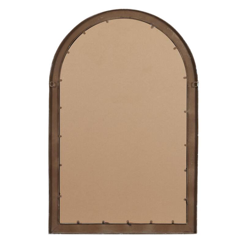 Metal Window Pane Inspired Wall Mirror with Arched Top - White - Roche River Decor