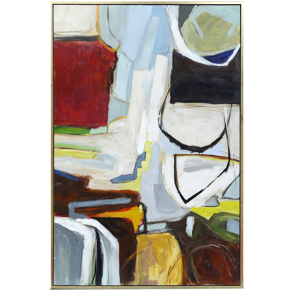 Harp & Finial Ares Multicolored Hand Painted Abstract Small Framed Canvas Art- Small