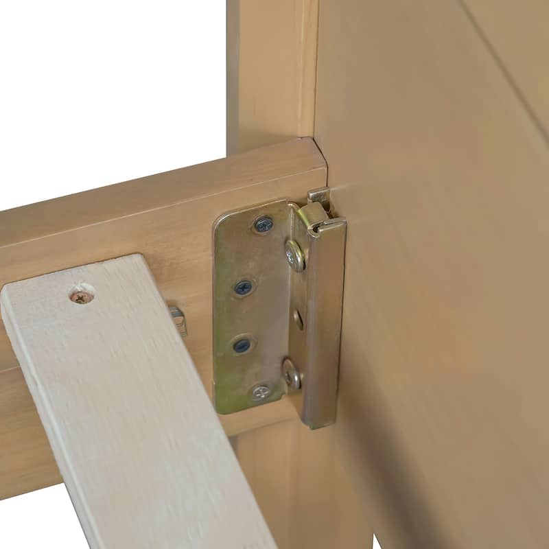 Rustic Yellow Solid Pine Wood King Size Bed - No Box Spring Needed, Durable & Stable Design