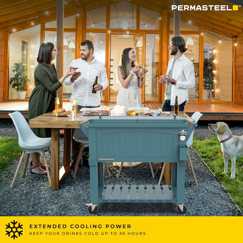 Permasteel 80-Qt Antique Furniture Style Rolling Patio Cooler