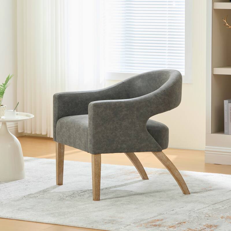 26.3"W PU Leather Accent Chair,Modern Armchair with Wood Legs