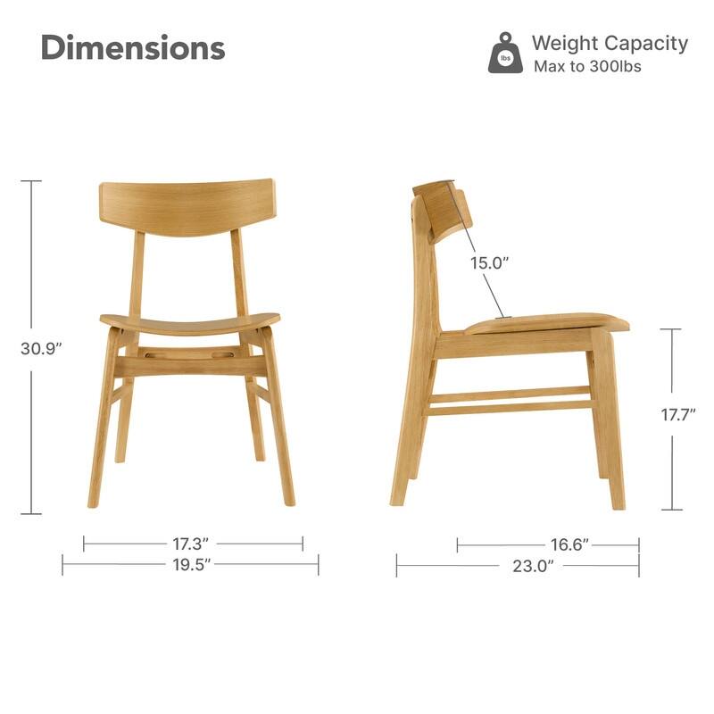 Spruce & Spring Modern Farmhouse Dining Chair with Ergonomic Bentwood Back