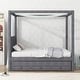 preview thumbnail 10 of 46, Upholstered Canopy Platform Bed with Trundle and Storage Drawers Grey - Full