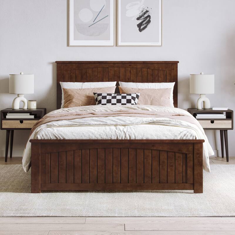 Naples Solid Wood Low Profile Platform Bed with Matching Footboard
