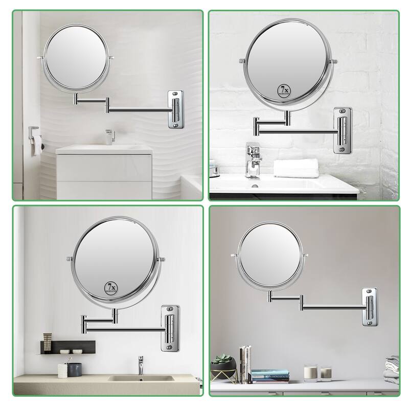 Hansabenne 8" x 8" Wall Mounted Makeup Mirror Double Sided Magnifying Mirror