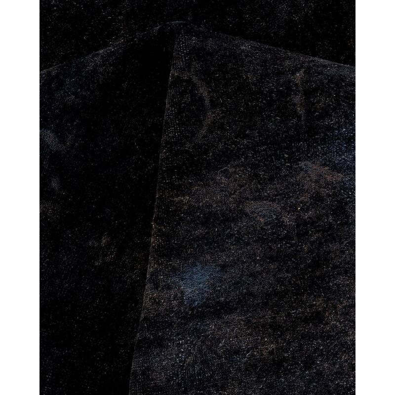 Overton Hand Knotted Wool Vintage Inspired Modern Contemporary Overdyed Black Area Rug - 9' 1" x 15' 4"