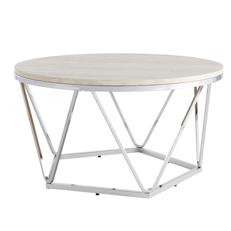 33" Round Coffee Table with Metal Base and Manufactured Wood Top - 33” x 33” x 17.75”