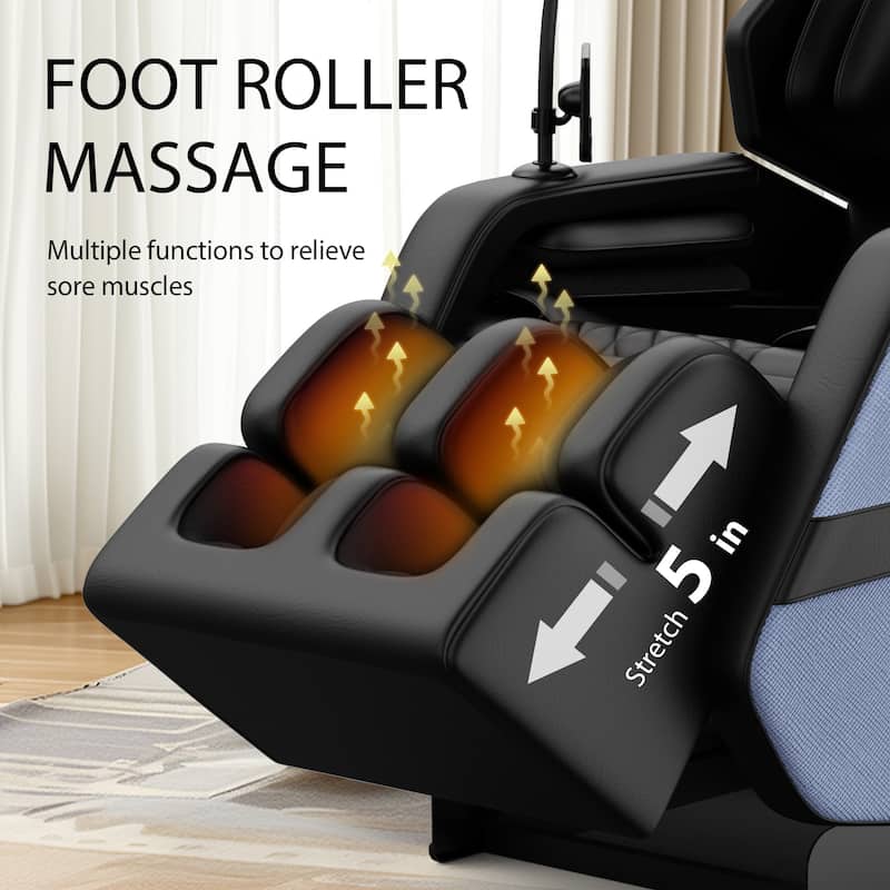 Luxury Zero Gravity Full-Body Massage Chair with Heating, Bluetooth Audio, and Foot Rollers - Home Relaxation Recliner