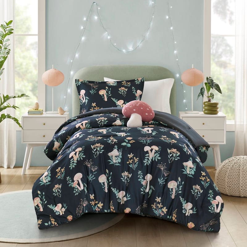 Intelligent Design Brynn Mushroom Garden Comforter Set - Navy - Twin
