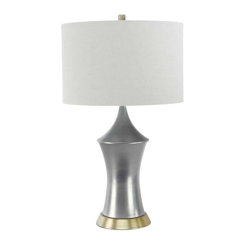 Vintage 2-Tone Metal Table Lamp with Linen Drum Shad