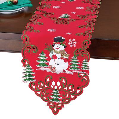 Embroidered Jolly Festive Snowman Table Linens