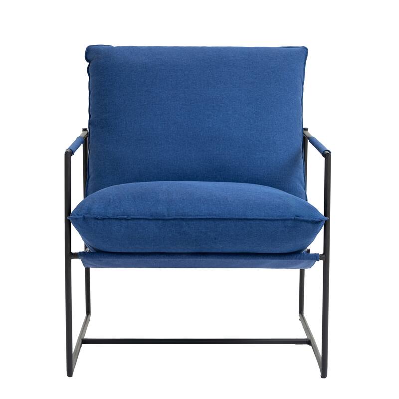Modern Metal Frame Upholstered Sling Accent Armchair
