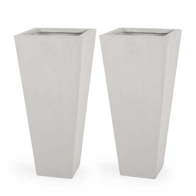 Ella Outdoor Cast Stone Outdoor Planters by Christopher Knight Home