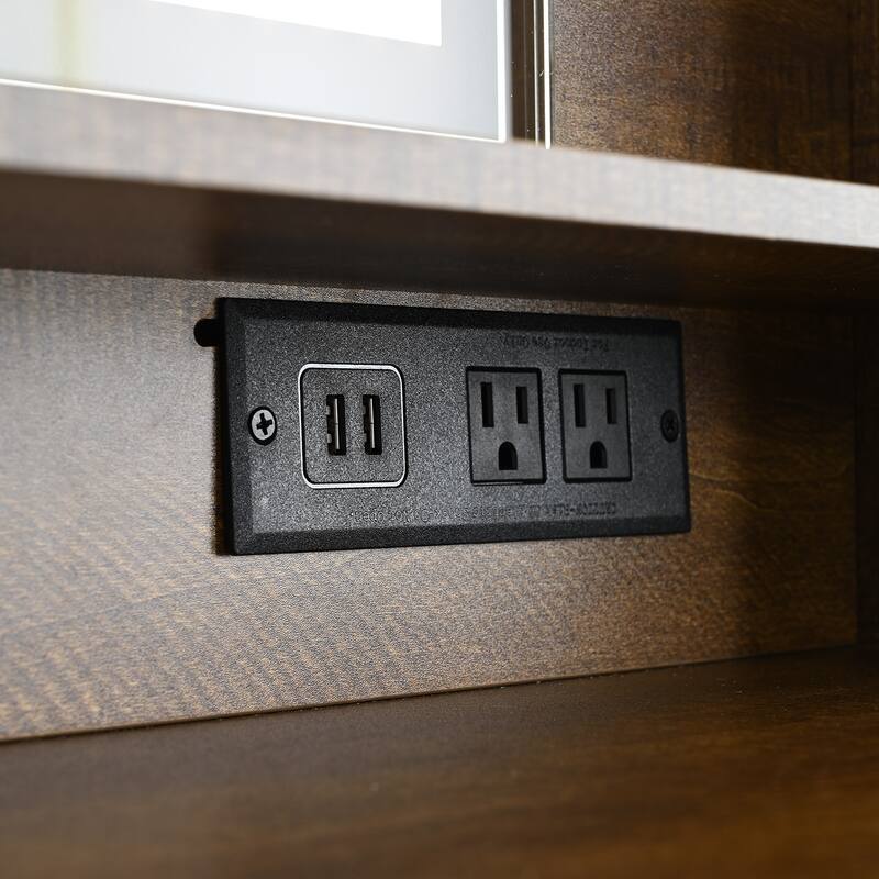 Vanity Desk with Touch Control Light Mirror, Dressing Table Set with Charging Station & Stool, Large Makeup Vanity Table