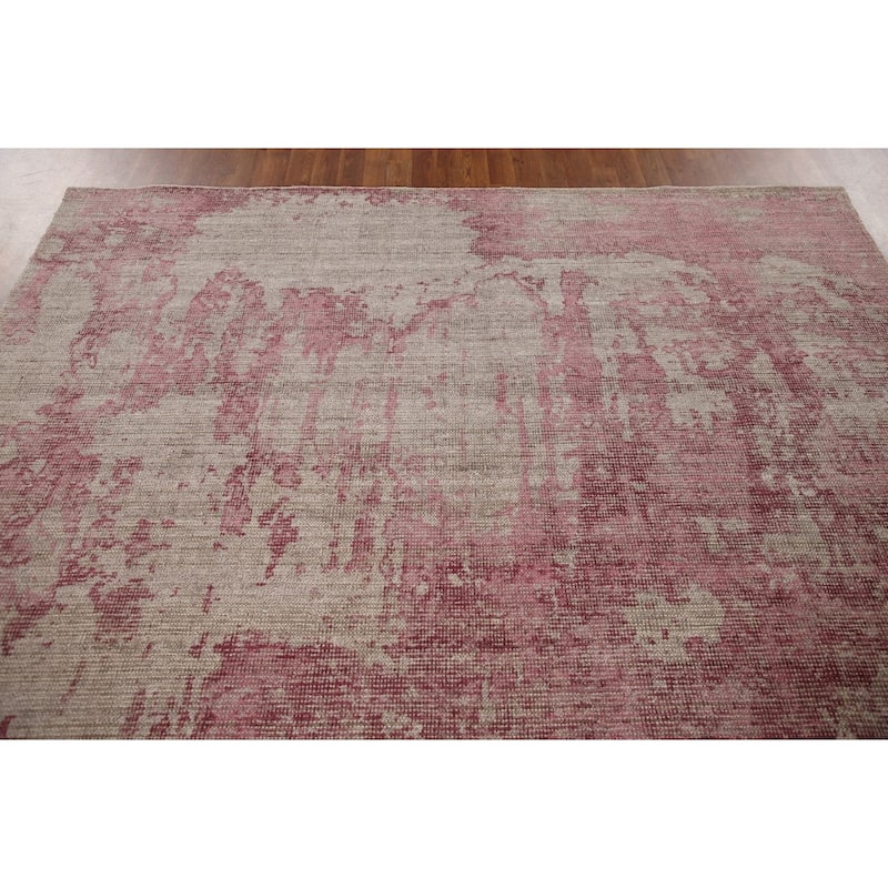 Pink Modern Abstract Area Rug Hand-Knotted Wool Carpet - 7'11"x 9'8"