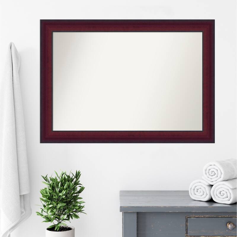 Canterbury Cherry Non-Beveled Wood Framed Bathroom Vanity Wall Mirror - Canterbury Cherry