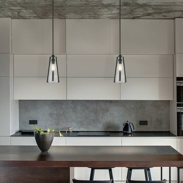 Sonny 1-Light Dark Bronze Pendant Lighting with Seeded Glass ...