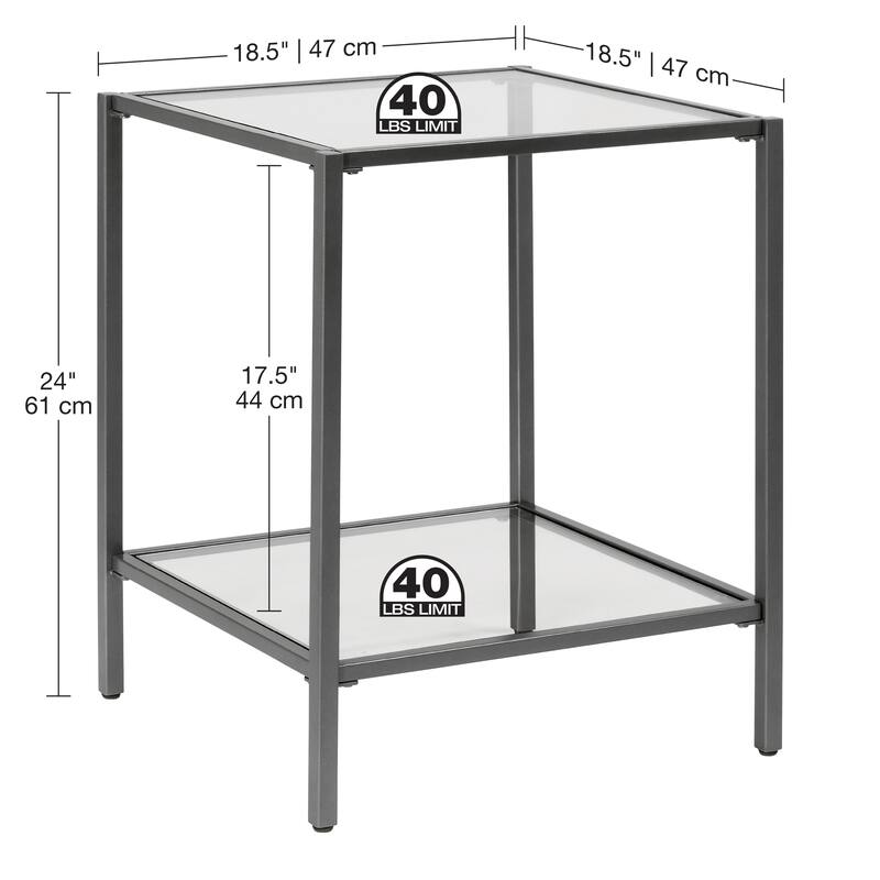 Carbon Loft Heimlich Metal and Glass Modern Square End Table
