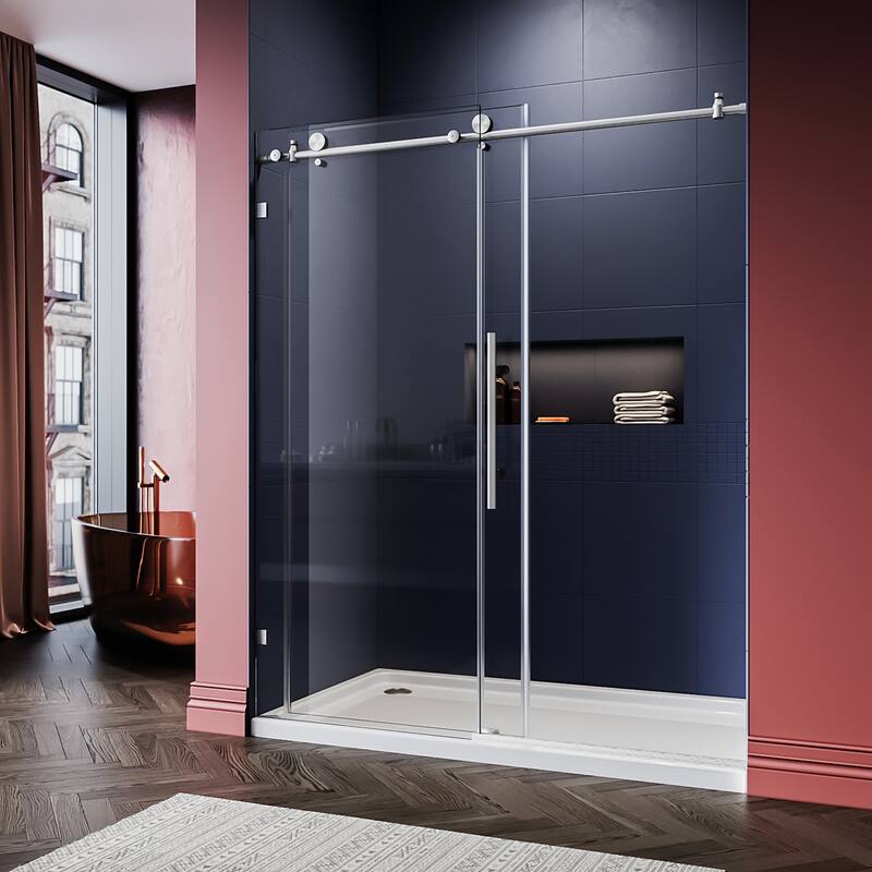 ELEGANT Frameless Sliding Shower Door 60" W x 76" H in Chrome