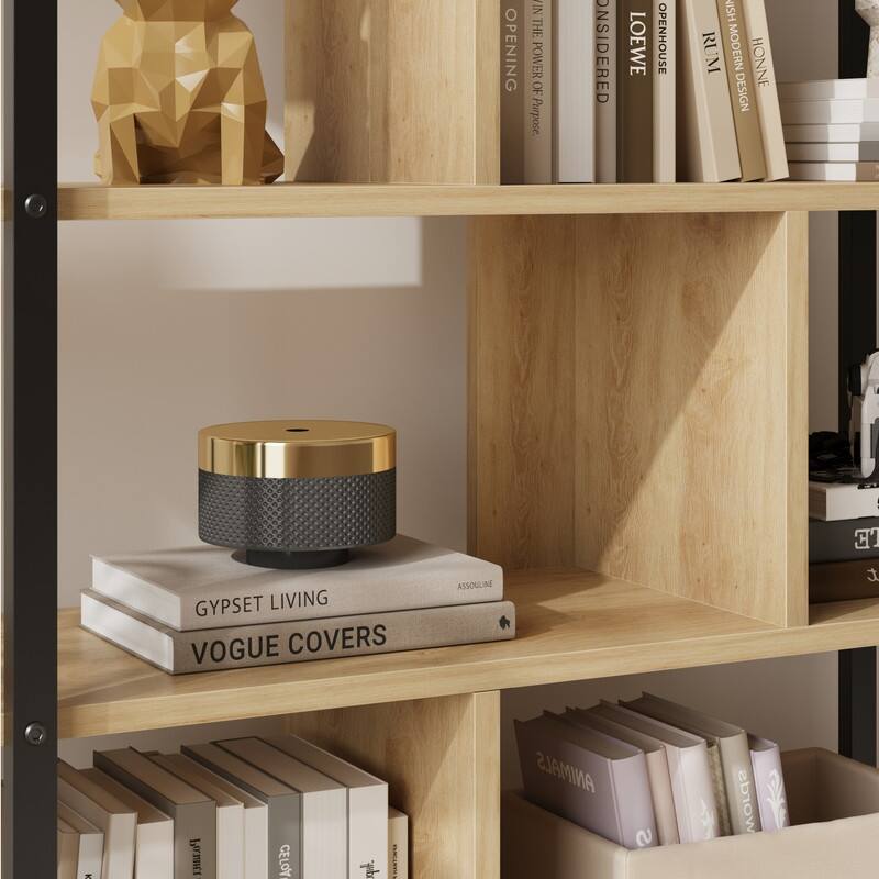 Split-level rattan bookshelf - N/A