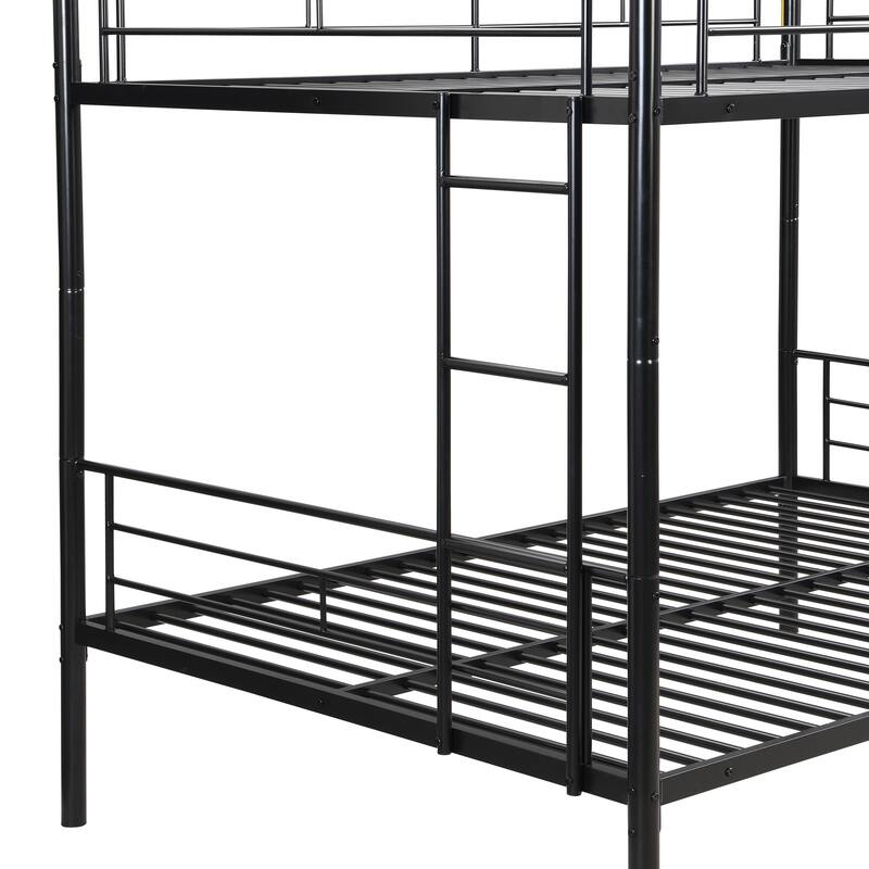 Full Over Full Metal Bunk Bed with Trundle, No Box Spring Needed, Easy Assembly