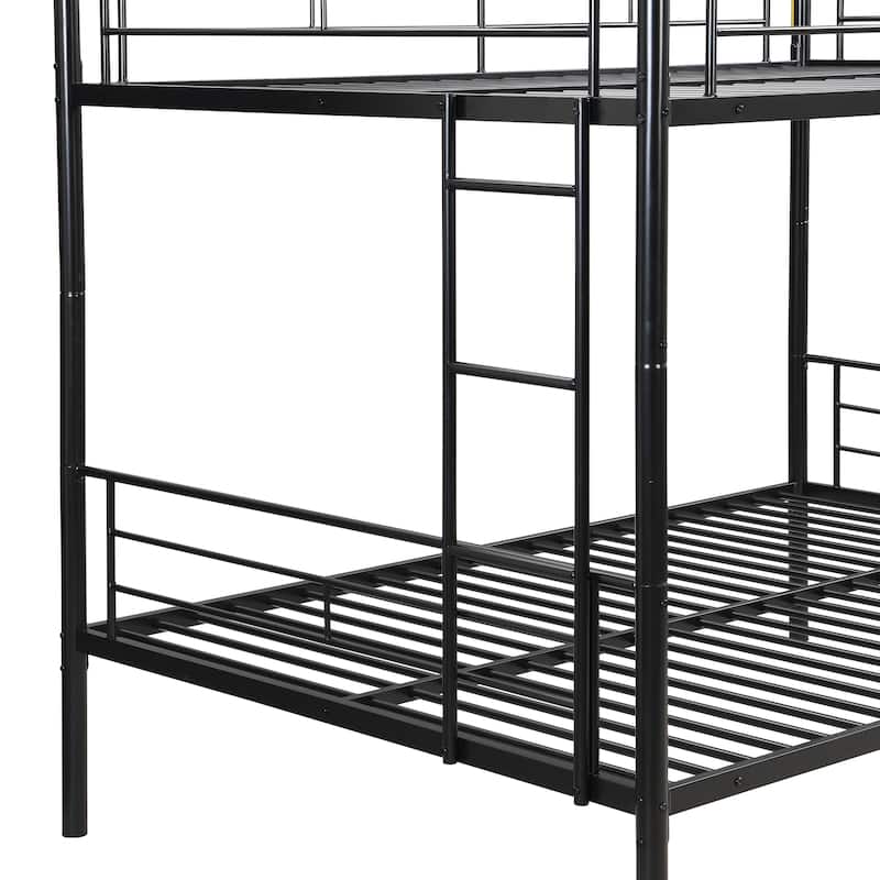 Full Over Full with trundle Metal Bunk Bed , No Box Spring Needed, Easy Assemble