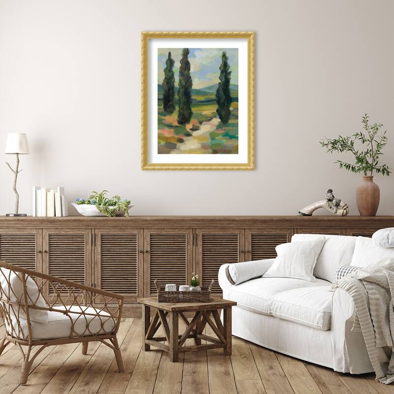 Path in Tuscany by Silvia Vassileva Wood Framed Wall Art Print - Versailles Gold