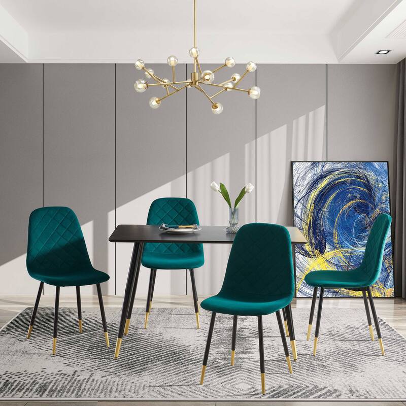 Tufted Accent Chairs with Golden Color Metal Legs Set of 2