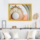 preview thumbnail 1 of 6, Designart "White Moon Rising" Modern Abstract Framed Art Print Gold - 20 in. wide x 12 in. high