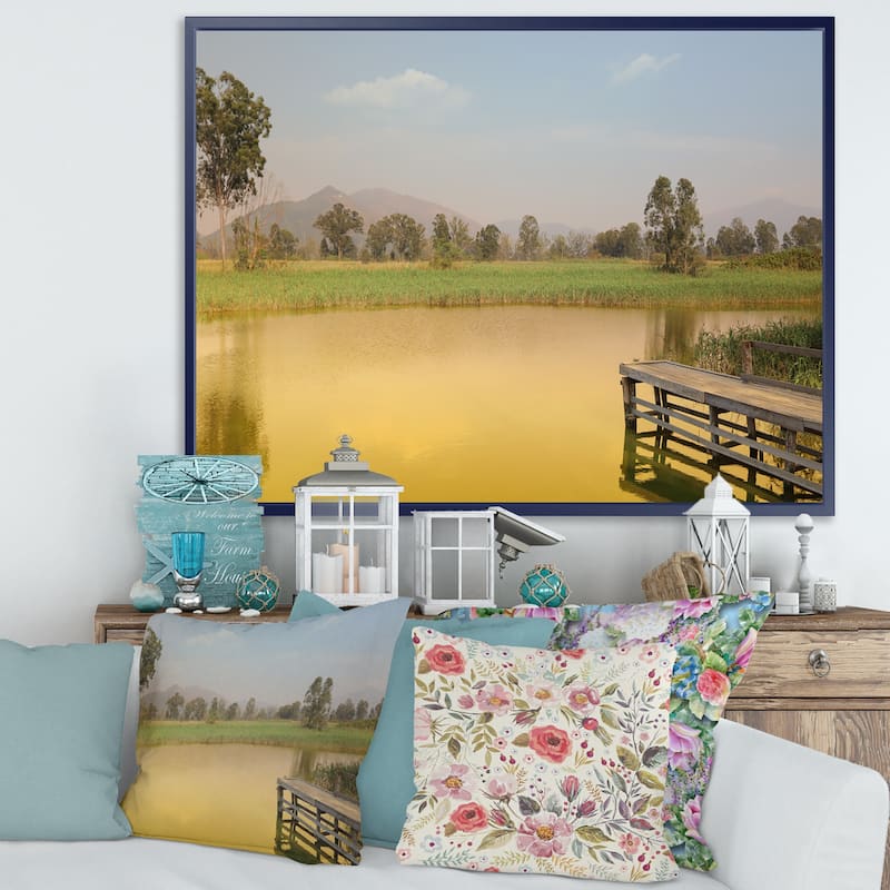 Designart "Wetland of Nam Sang Wai Yellow" Large Seascape Art Framed Canvas Print
