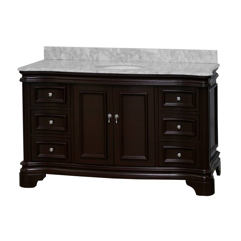 KitchenBathCollection Katherine 60" Single Bathroom Vanity with Carrara Marble Top