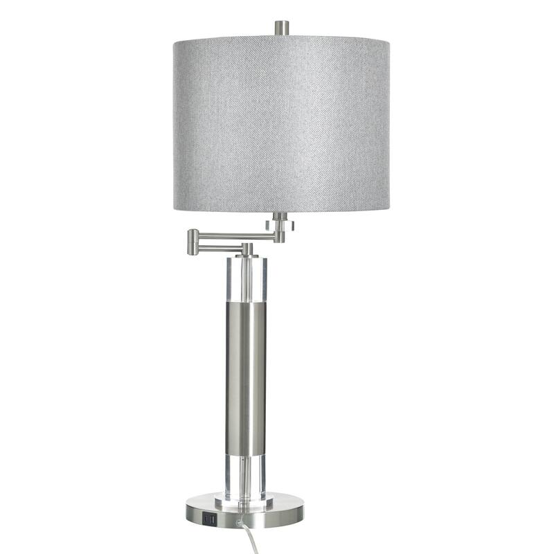 StyleCraft Steel Table Lamp - Brushed Steel - Grey Shade
