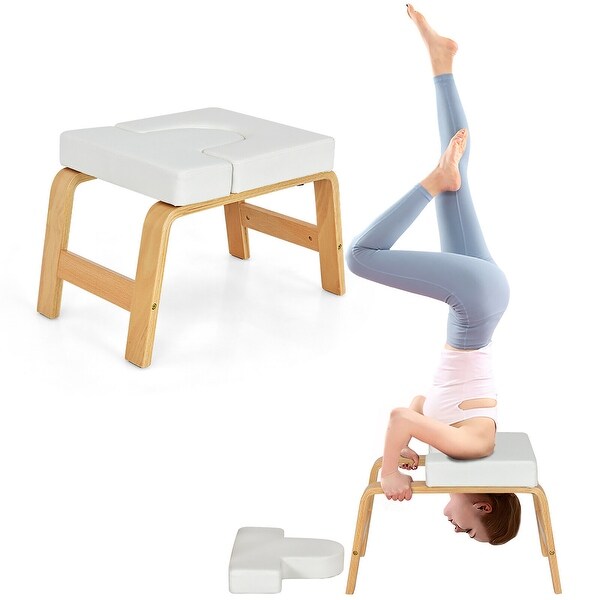 Gymax Yoga Headstand Bench Iron Legs High Quality w/ PVC Pads Relieve Fatigue 