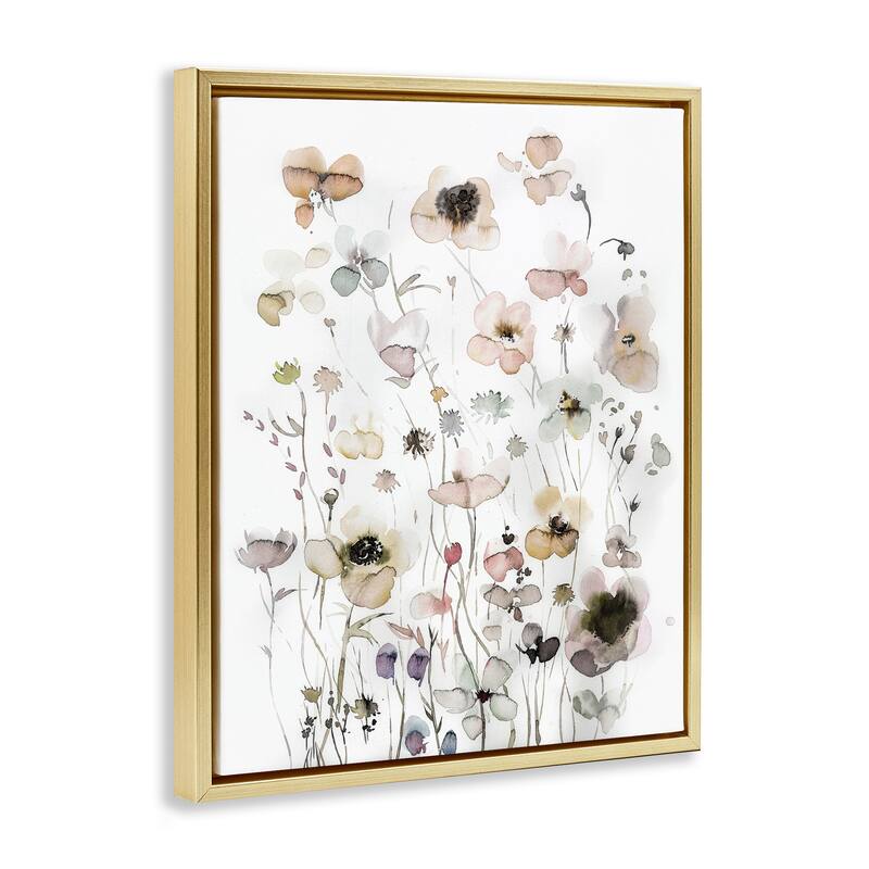 Stupell Soft Cottage Florals Framed Floater Canvas Wall Art Design by Incado