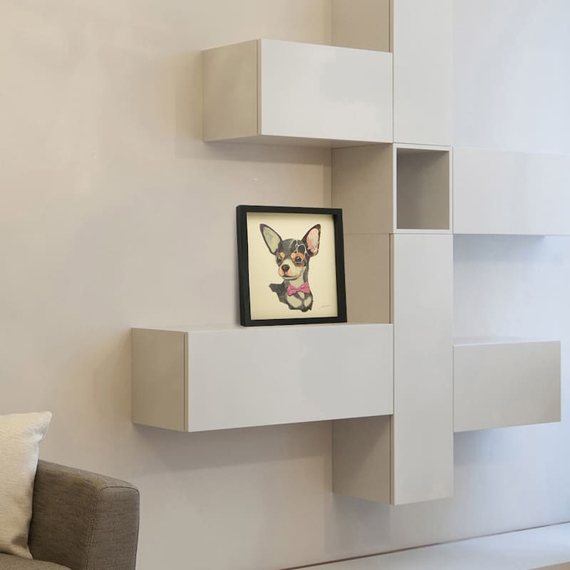 "Chihuahua Closeup" Dimensional Collage Framed Graphic Art Under Glass Wall Art