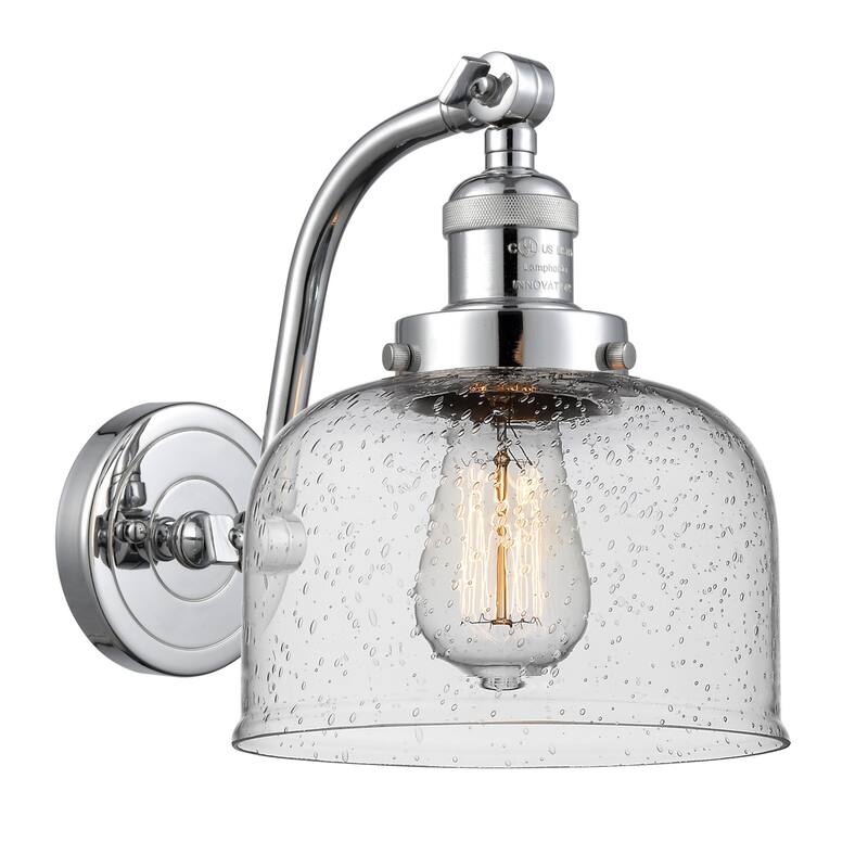 Innovations Lighting Large Bell Single Light 12" Tall Bathroom Sconce - Polished Chrome / Seedy
