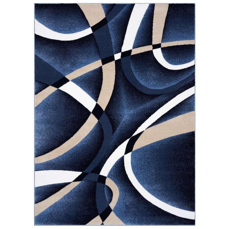 Geometric Abstract Navy Area Rugs for Entryway/Living Room