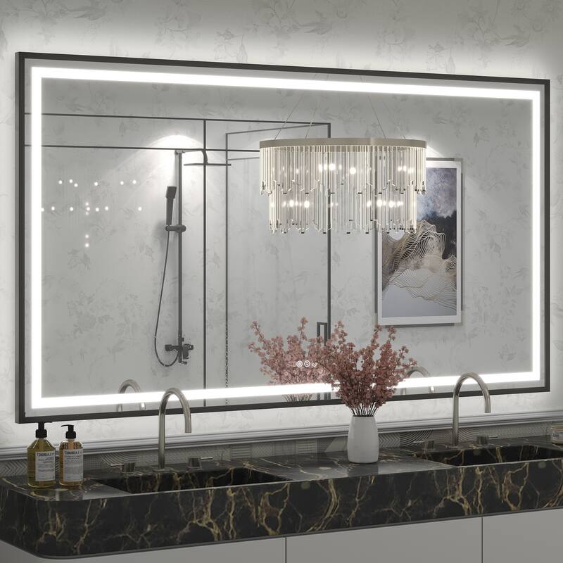 KIOTEE 24V Ultra-Bright LED Bathroom Mirror, Anti-Fog, Tempered Glass - 72x40