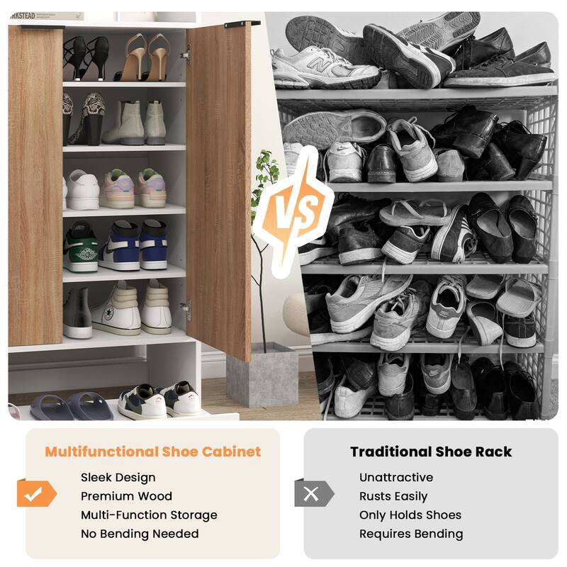 6-Tier Shoe Storage Cabinet with Slide Out Shelf and Umbrella Stand