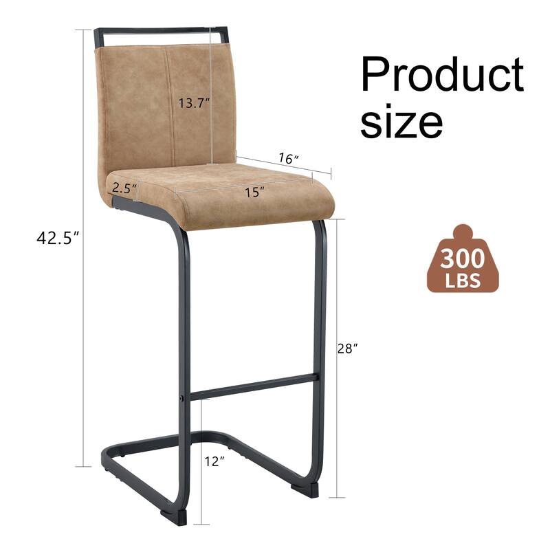 42.5 Inch Tall Brown Tech Fabric Bar Stool - A Perfect Combination of Modern Design, Comfort, and Stability.A Set of 2