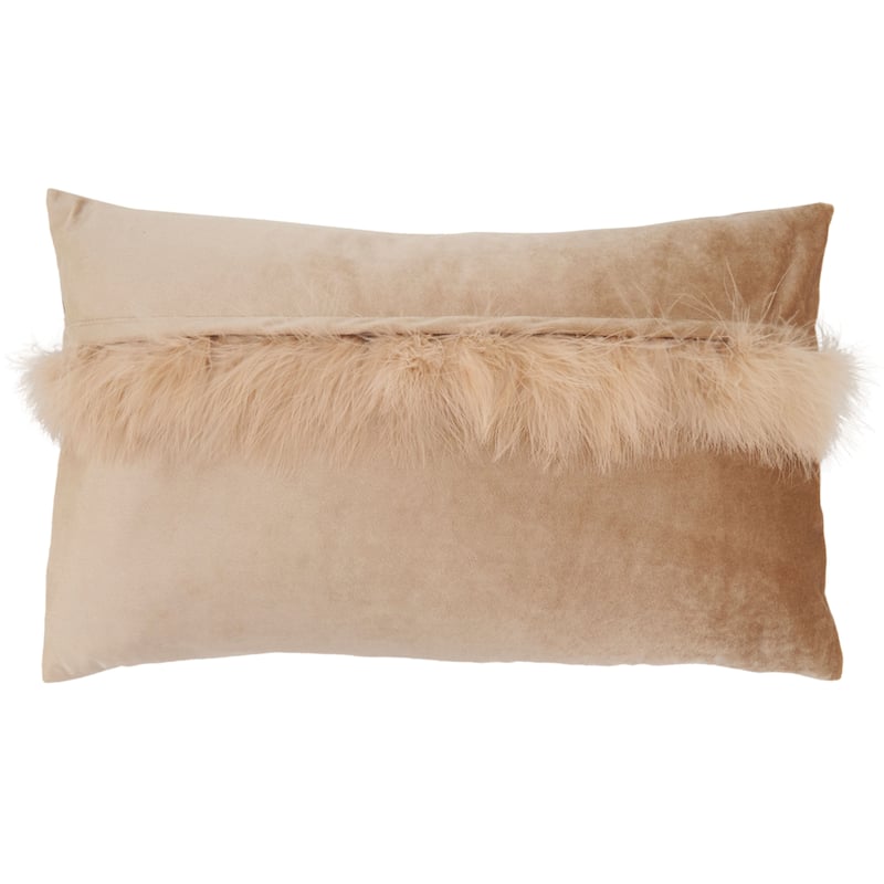 Poly-Filled Velvet Faux Fur Throw Pillow