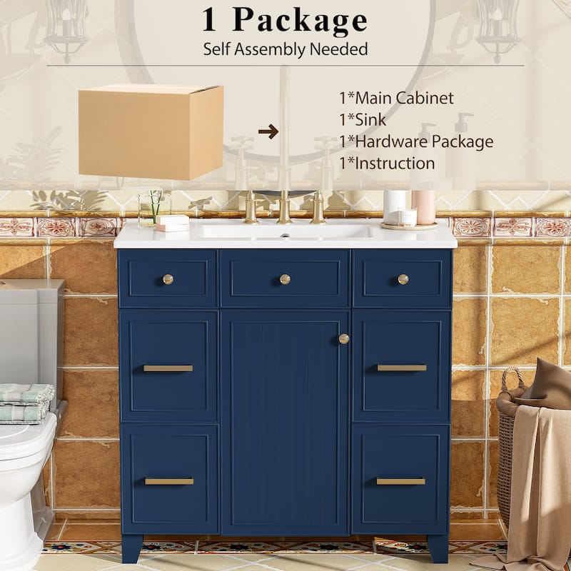 GDFStudio - Zyra Wood 36" Bathroom Vanity